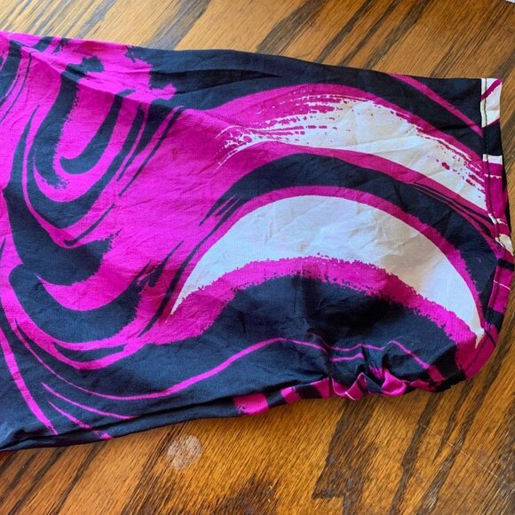 VTG Bold Abstract Silk Top Sz M Swirly Psychedelic Magenta Black Retro 70s Style - Picture 6 of 7